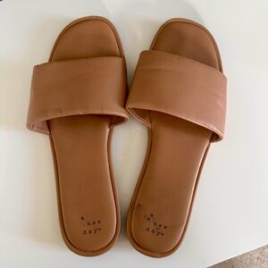A New Day Women's Brown Slide Sandals